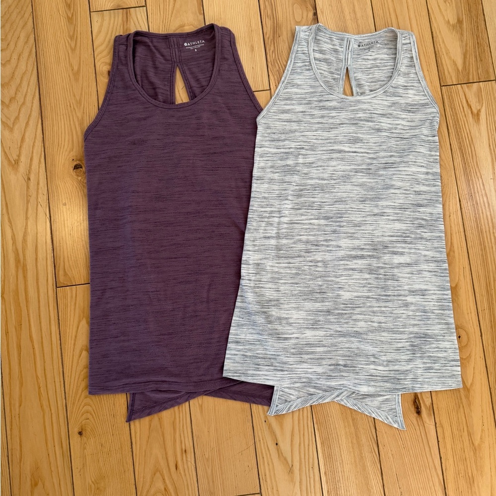 Athleta Women's Heathered Purple and Gray Tank Tops